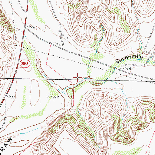 Topographic Map of Sevenmile Draw, TX