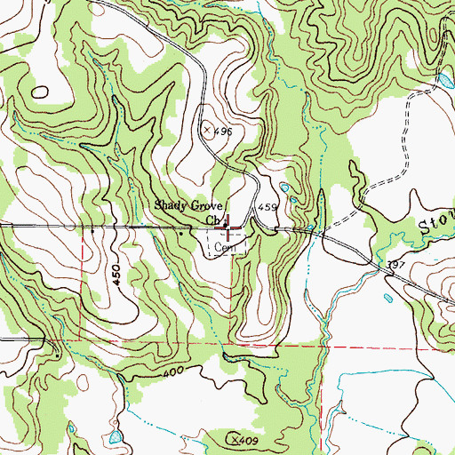 Topographic Map of Shady Grove Church, TX