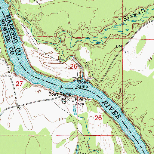 Topographic Map of Griffins Landing (historical), AL
