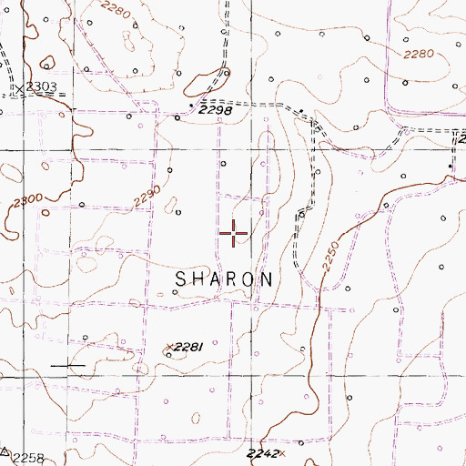 Topographic Map of Sharon Ridge Oil Field, TX