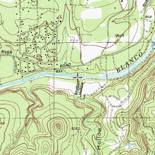 Topographic Map of Shelton Hollow, TX