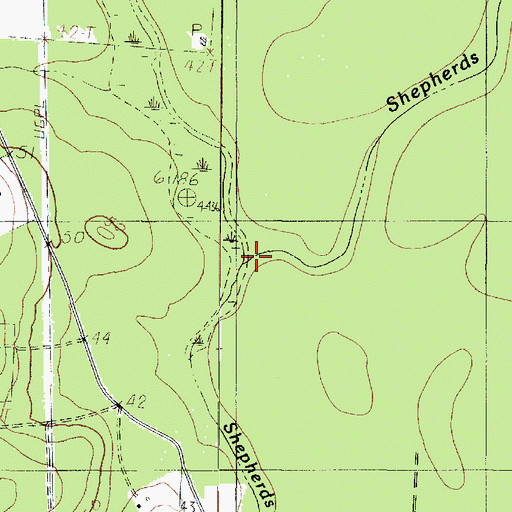 Topographic Map of Shepherds Branch, TX