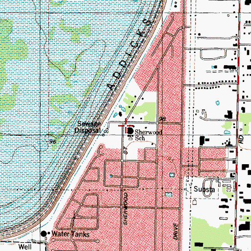 Topographic Map of Sherwood School, TX