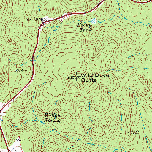 Topographic Map of Wild Dove Butte, AZ