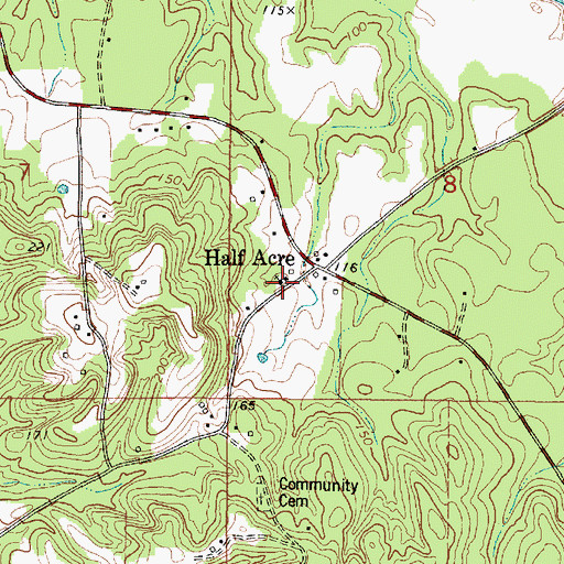 Topographic Map of Half Acre Church, AL