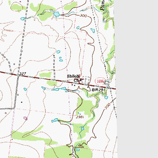 Topographic Map of Shiloh Church, TX