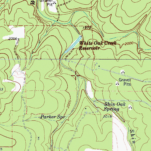 Topographic Map of Shin Oak Creek, TX