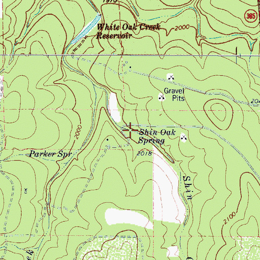 Topographic Map of Shin Oak Spring, TX