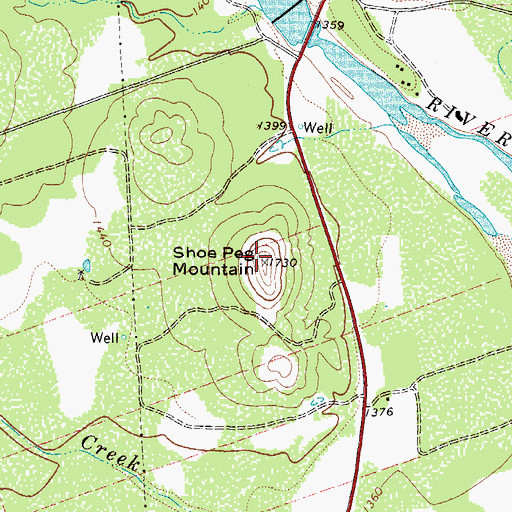 Topographic Map of Shoe Peg Mountain, TX
