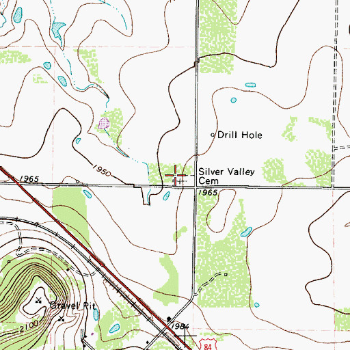 Topographic Map of Silver Valley Cemetery, TX