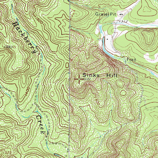Topographic Map of Sinks Hill, TX