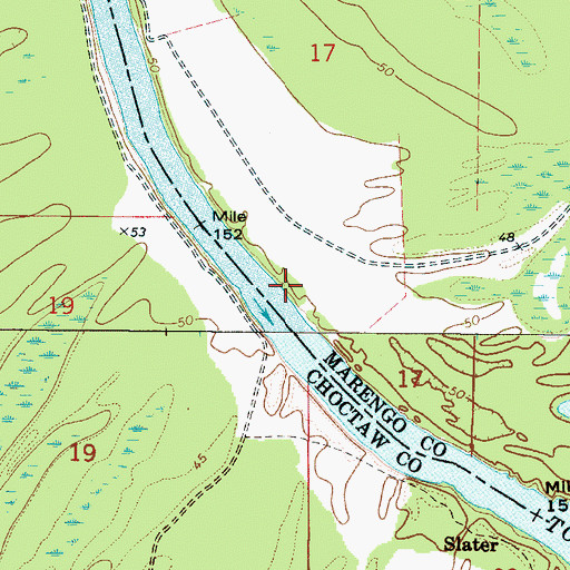 Topographic Map of Jacksons Bend, AL