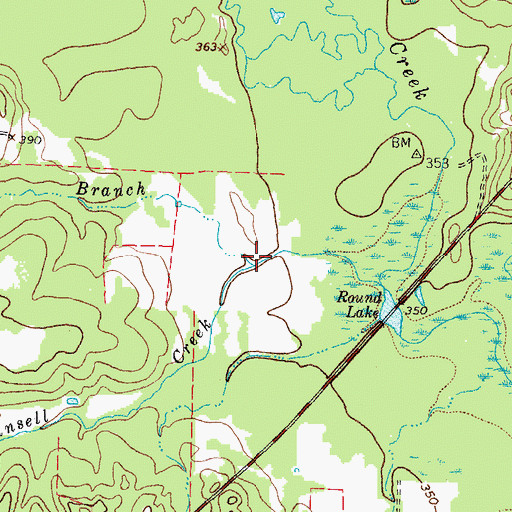 Topographic Map of Slough Bridge Branch, TX