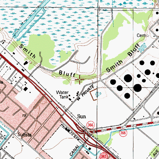 Topographic Map of Smith Bluff, TX