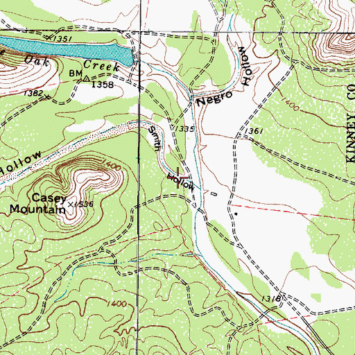 Topographic Map of Smith Hollow, TX