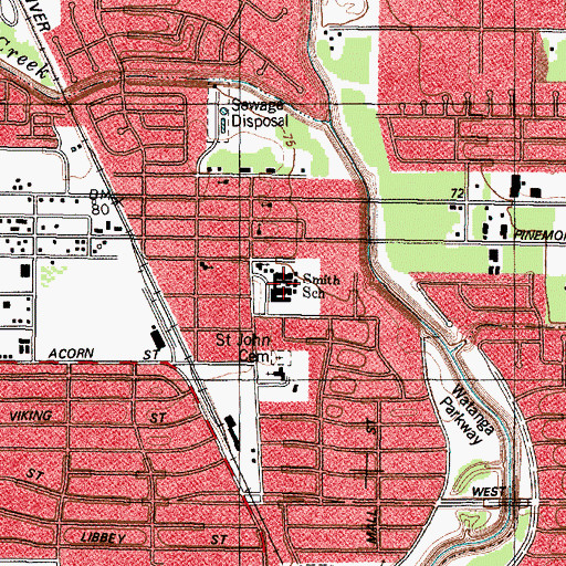 Topographic Map of Smith School, TX