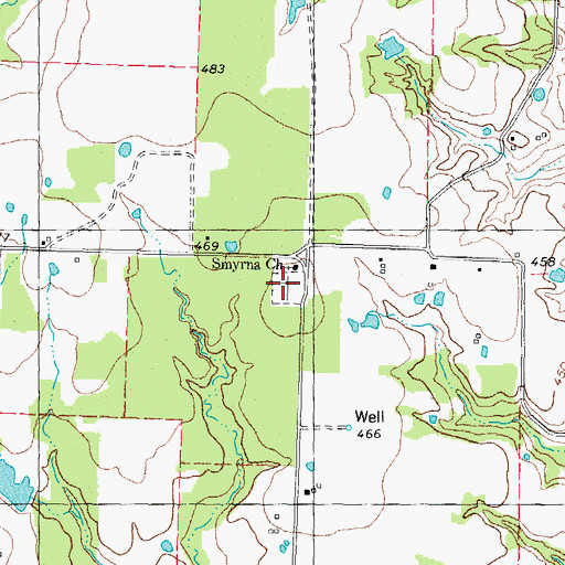Topographic Map of Smyrna Church Cemetery, TX