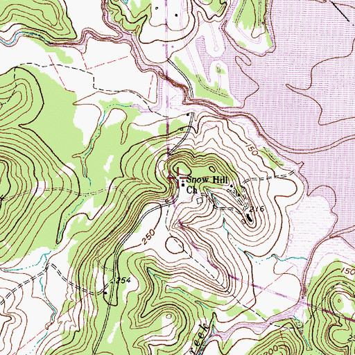 Topographic Map of Snow Hill Church, TX