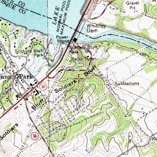 Topographic Map of Sosebees Bluff, TX