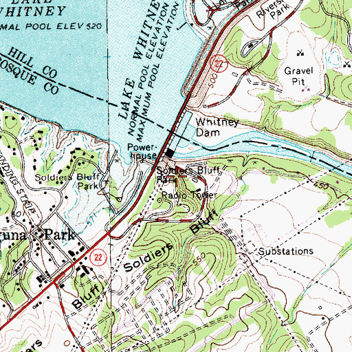Topographic Map of Soldiers Bluff Park, TX