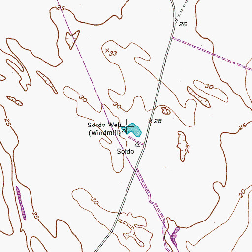 Topographic Map of Sordo Well, TX