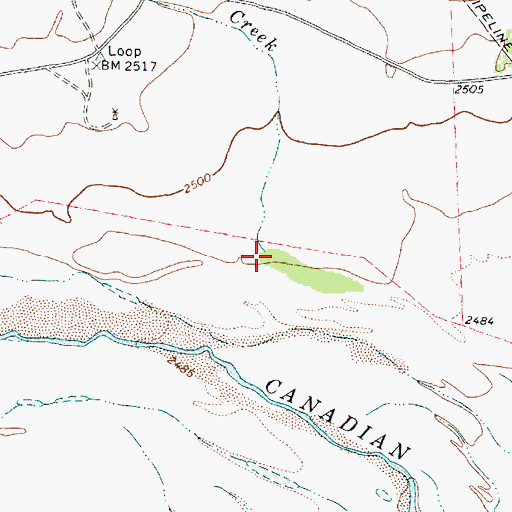 Topographic Map of Sourdough Creek, TX