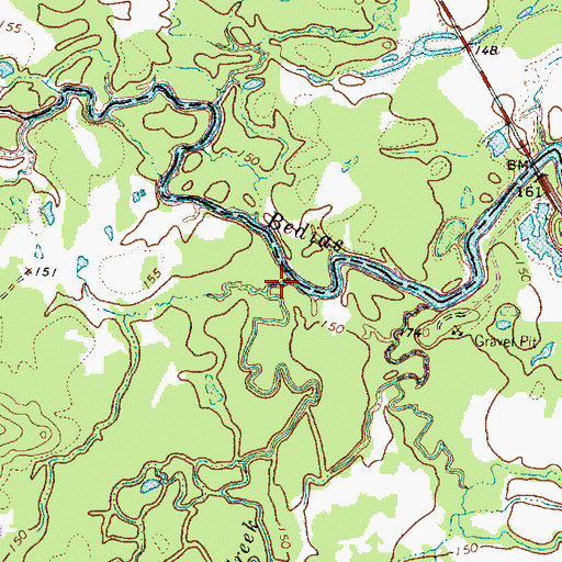 Topographic Map of South Bedias Creek, TX