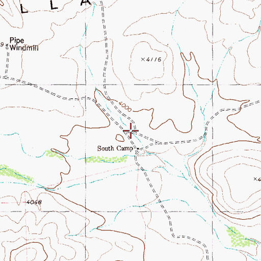 Topographic Map of South Camp, TX