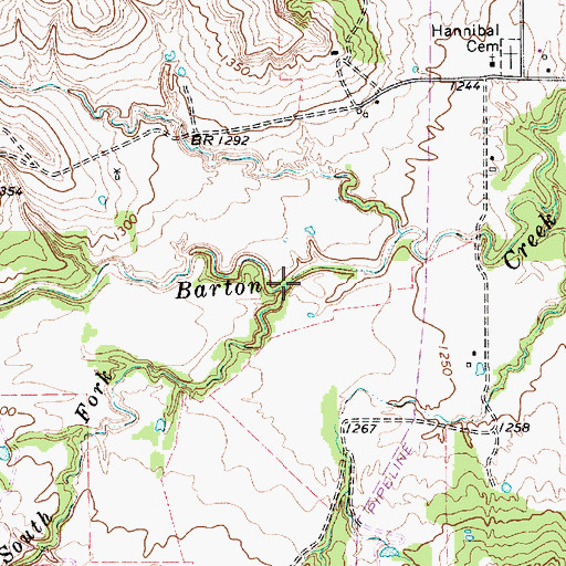Topographic Map of South Fork Barton Creek, TX