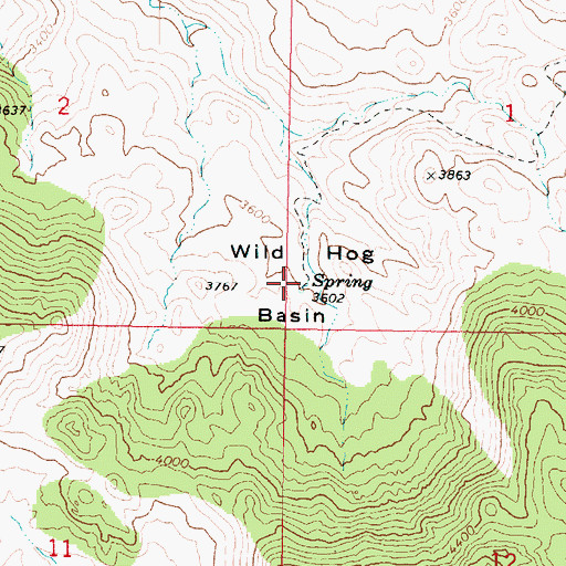 Topographic Map of Wild Hog Basin, AZ