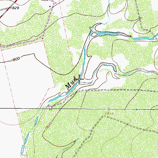 Topographic Map of South Fork Mud Creek, TX