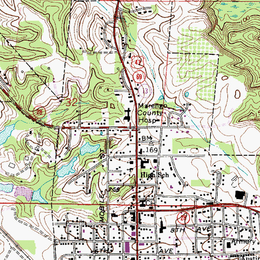 Topographic Map of Linden Baptist School (historical), AL