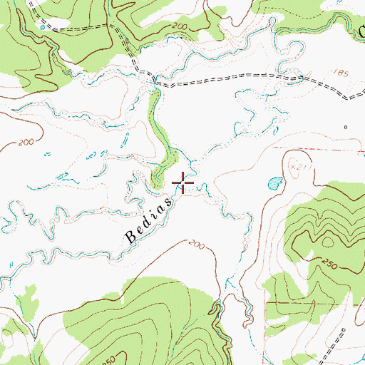 Topographic Map of South Fork South Bedias Creek, TX