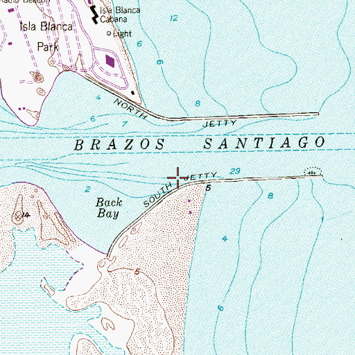 Topographic Map of South Jetty, TX