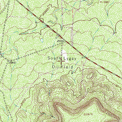 Topographic Map of South Lygay Oil Field, TX