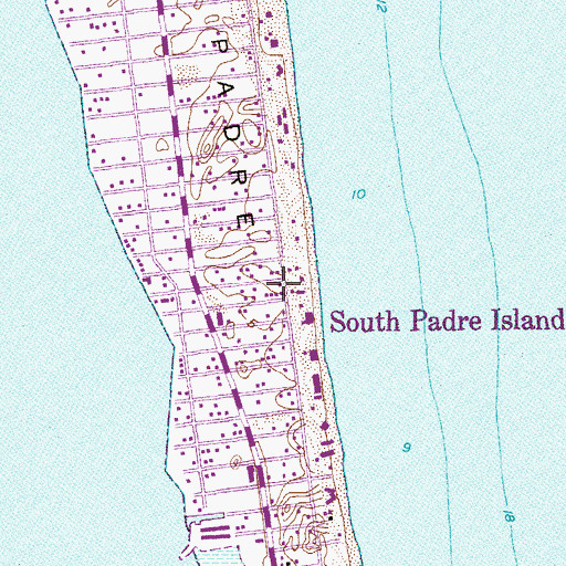 Topographic Map of South Padre Island, TX