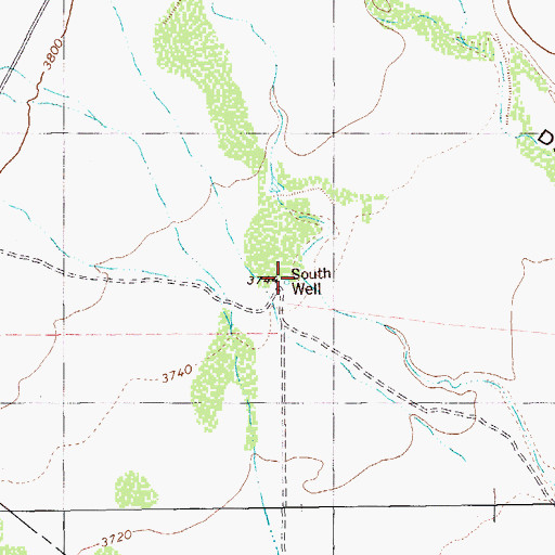 Topographic Map of South Well, TX