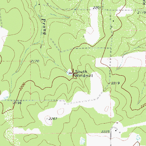 Topographic Map of South Windmill, TX