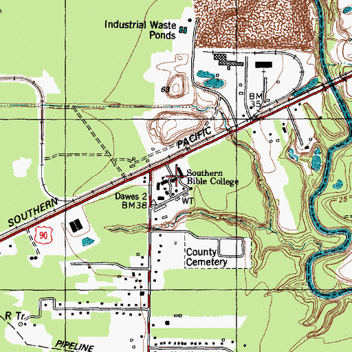 Topographic Map of Southern Bible College, TX