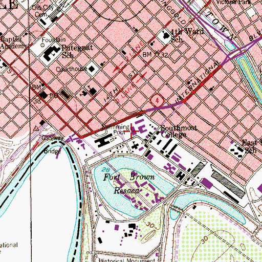 Topographic Map of Texas Southmost College, TX