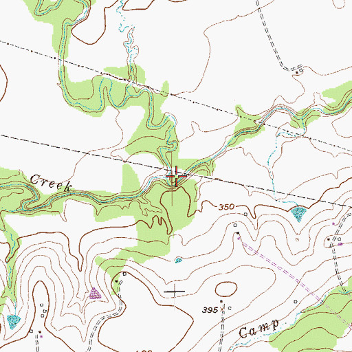 Topographic Map of Spencer Pool Creek, TX
