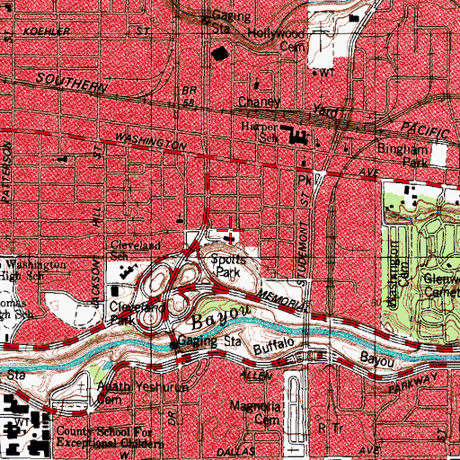 Topographic Map of Spotts Park, TX