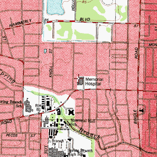 Topographic Map of Spring Branch Medical Center, TX