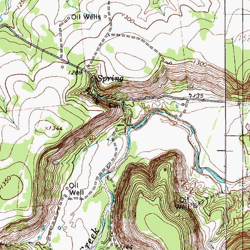 Topographic Map of Spring Canyon, TX