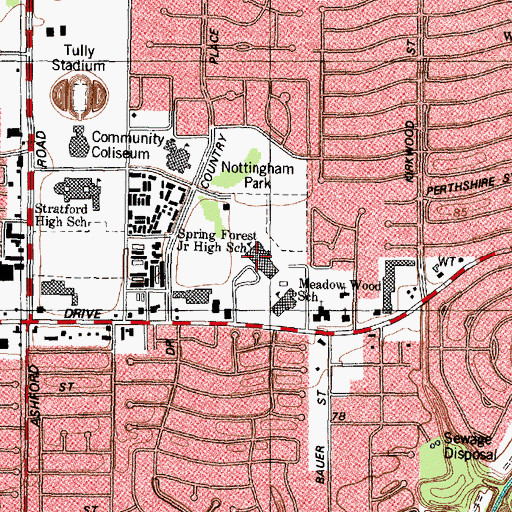 Topographic Map of Spring Forest Junior High School, TX