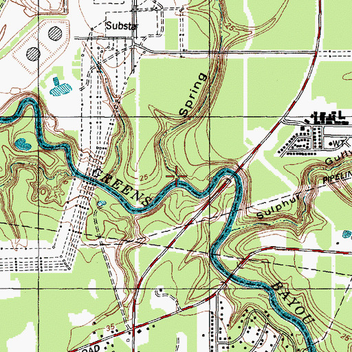 Topographic Map of Spring Gully, TX