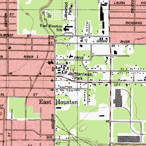 Topographic Map of Stanfield Park, TX