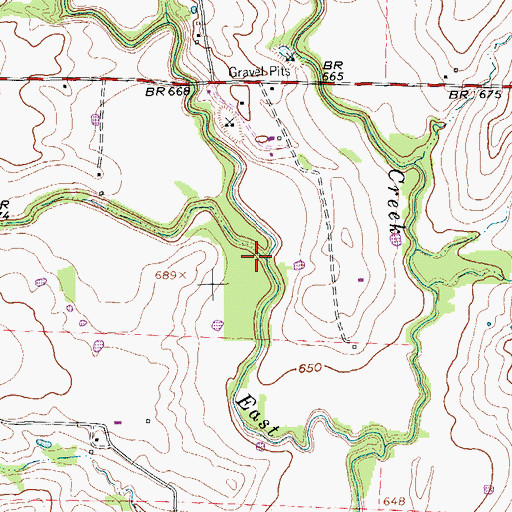 Topographic Map of Stanley Creek, TX