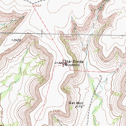 Topographic Map of Star Divide Windmill, TX
