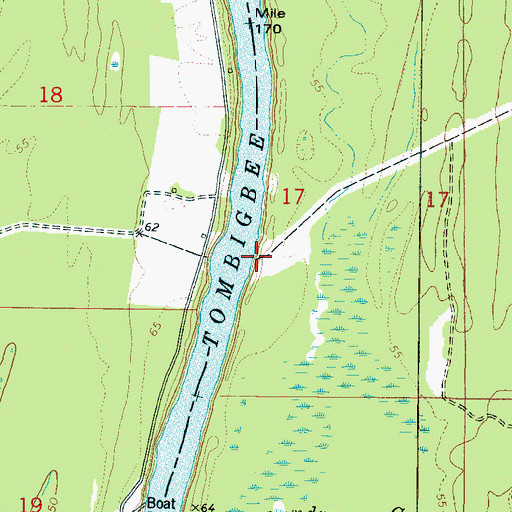 Topographic Map of Manns Old Landing (historical), AL
